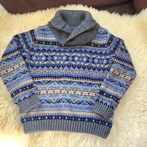 2T Blue Argyle Shawl Collar Sweater